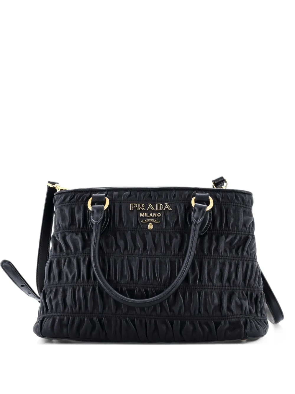 Prada Pre-Owned Gaufre Convertible Tote Nappa Leather Small satchel - Nero