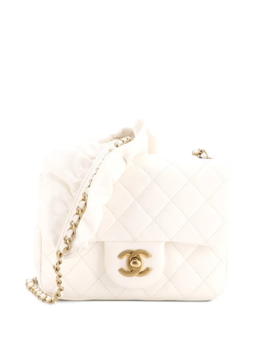 CHANEL Pre-Owned Romance Square Flap Bag Quilted Lambskin Mini crossbody bag - Weiß