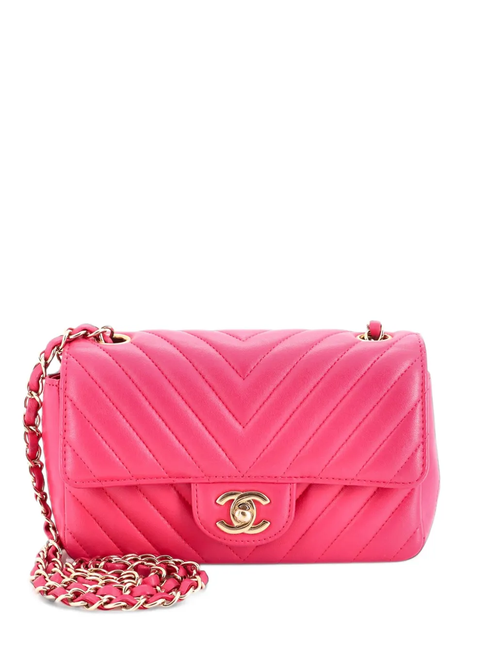 CHANEL Pre-Owned Classic Single Flap Bag Chevron Lambskin Mini shoulder bag - Pink