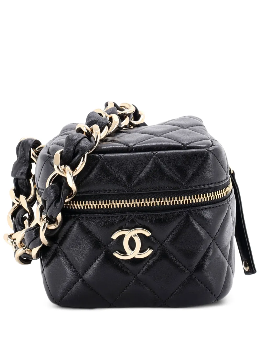 CHANEL Pre-Owned CC Cube Zip with Chain Handle Quilted Lambskin clutch bag - Schwarz