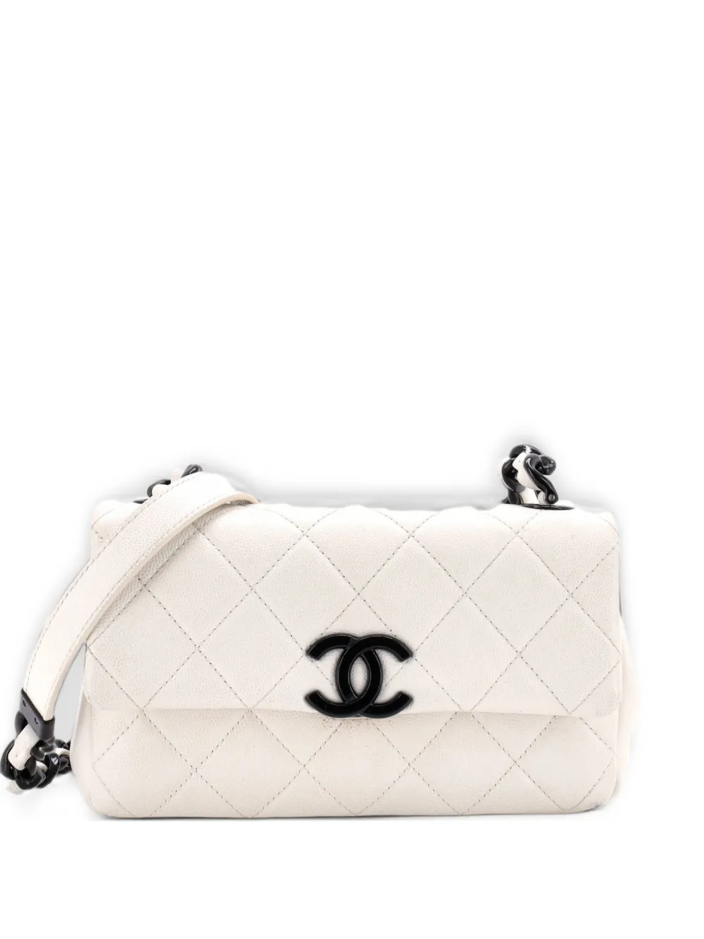CHANEL Pre-Owned My Everything Flap Bag Quilted Caviar Small crossbody bag - White