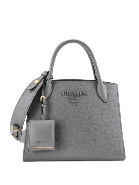 Prada Pre-Owned Monochrome Saffiano with City Calf Small tote bag
