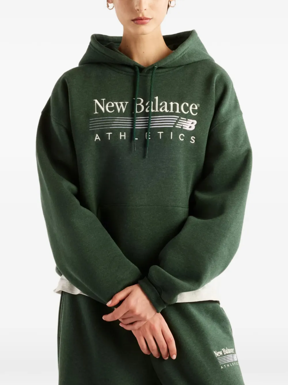 New Balance Trackside fleece hoodie Groen