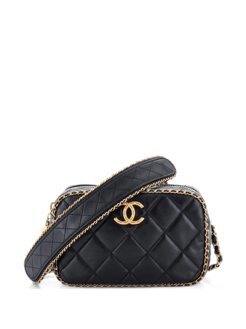 CHANEL Pre-Owned Chain Around CC Camera Case Quilted Lambskin Mini crossbody bag - Black