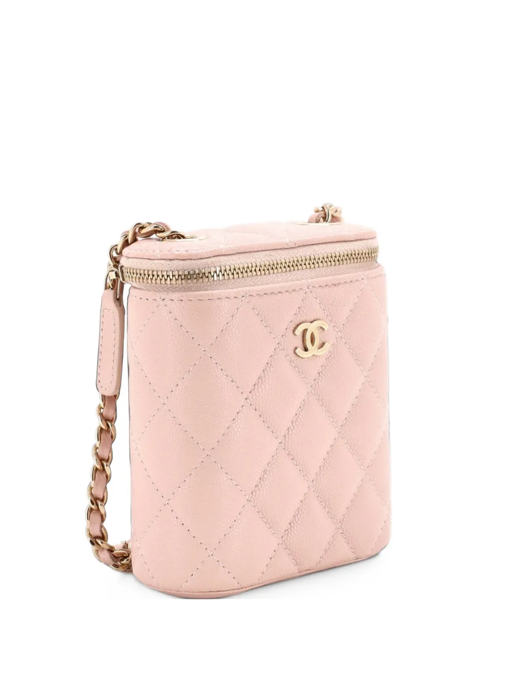 CHANEL Pre-Owned Vertical Classic Vanity Case with Chain Quilted Caviar Mini shoulder bag - Pink