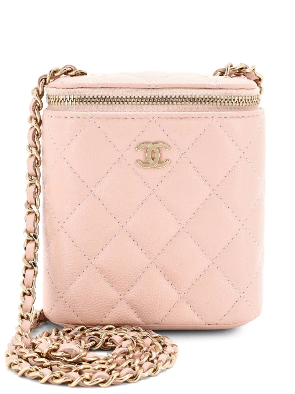 CHANEL Pre-Owned Vertical Classic Vanity Case with Chain Quilted Caviar Mini shoulder bag - Rosa