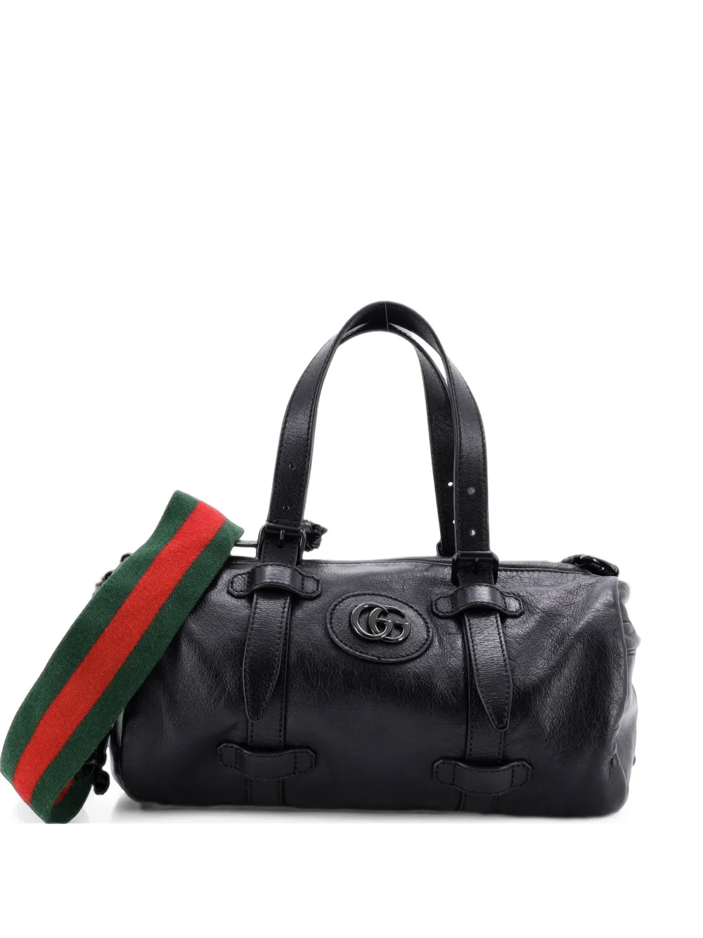 Gucci Pre-Owned Tonal GG Belted Duffle Bag Leather Small travel bag in Black
