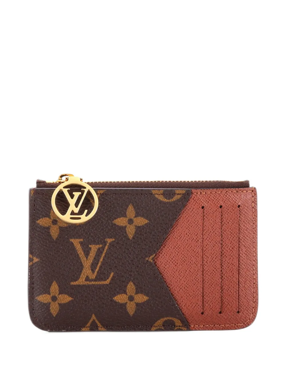 Pre-owned Louis Vuitton Romy Monogram Canvas Card Holder In Brown