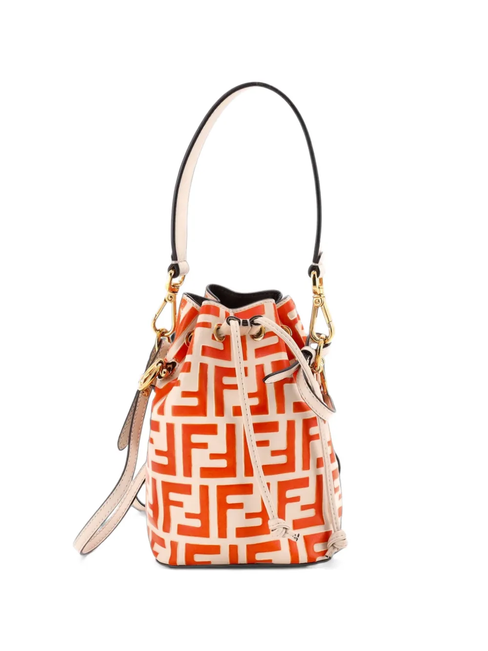 Fendi Pre-Owned Mini Mon Tresor Zucca Beuteltasche mit Prägung - Nude