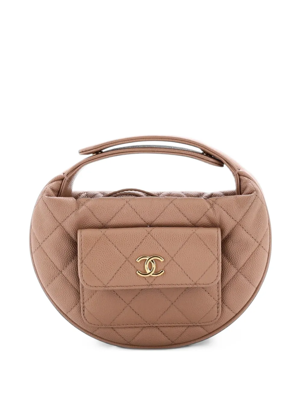 CHANEL Pre-Owned Polly Pocket Pouch Quilted Caviar Mini hobo bag - Nude