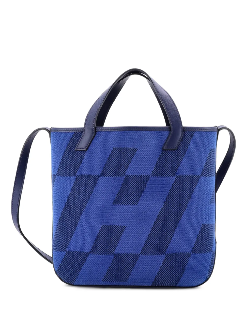 Hermès Pre-Owned Cabas H en Biais Tote Canvas with Leather 27 shoulder bag - Blu