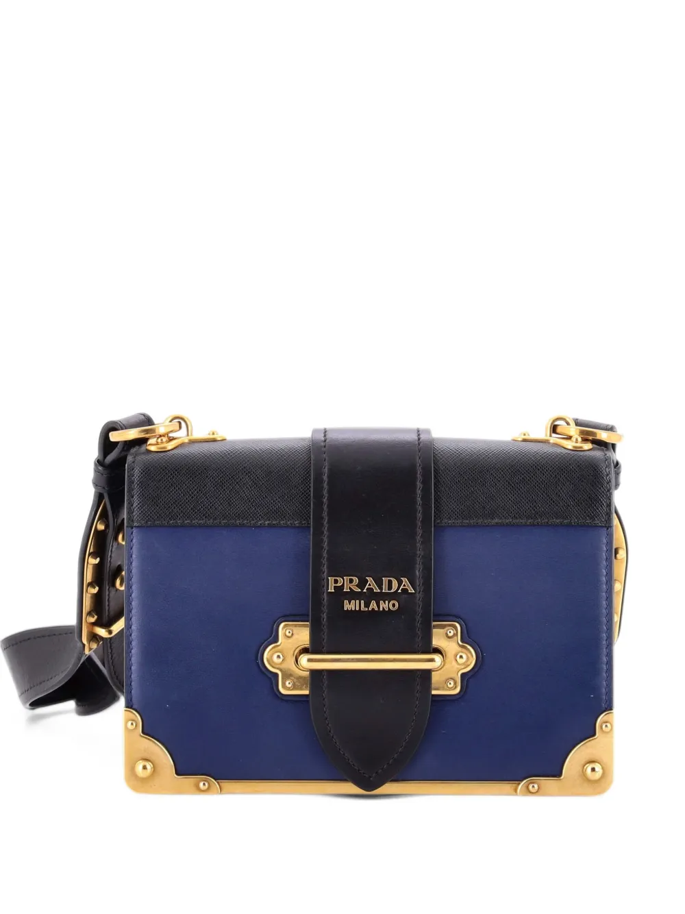 Prada Pre-Owned Cahier Leather and Saffiano Leather Small crossbody bag - Blu