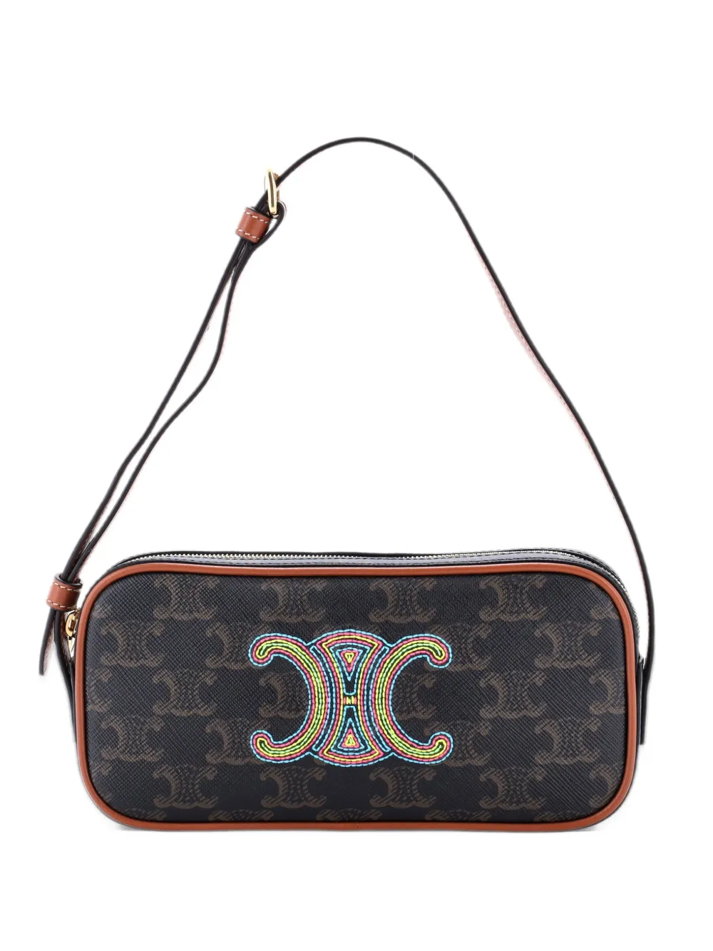 Celine Pre-Owned Cuir Triomphe Camera Embroidered Triomphe Coated Canvas with Leather Small shoulder bag - Marrone
