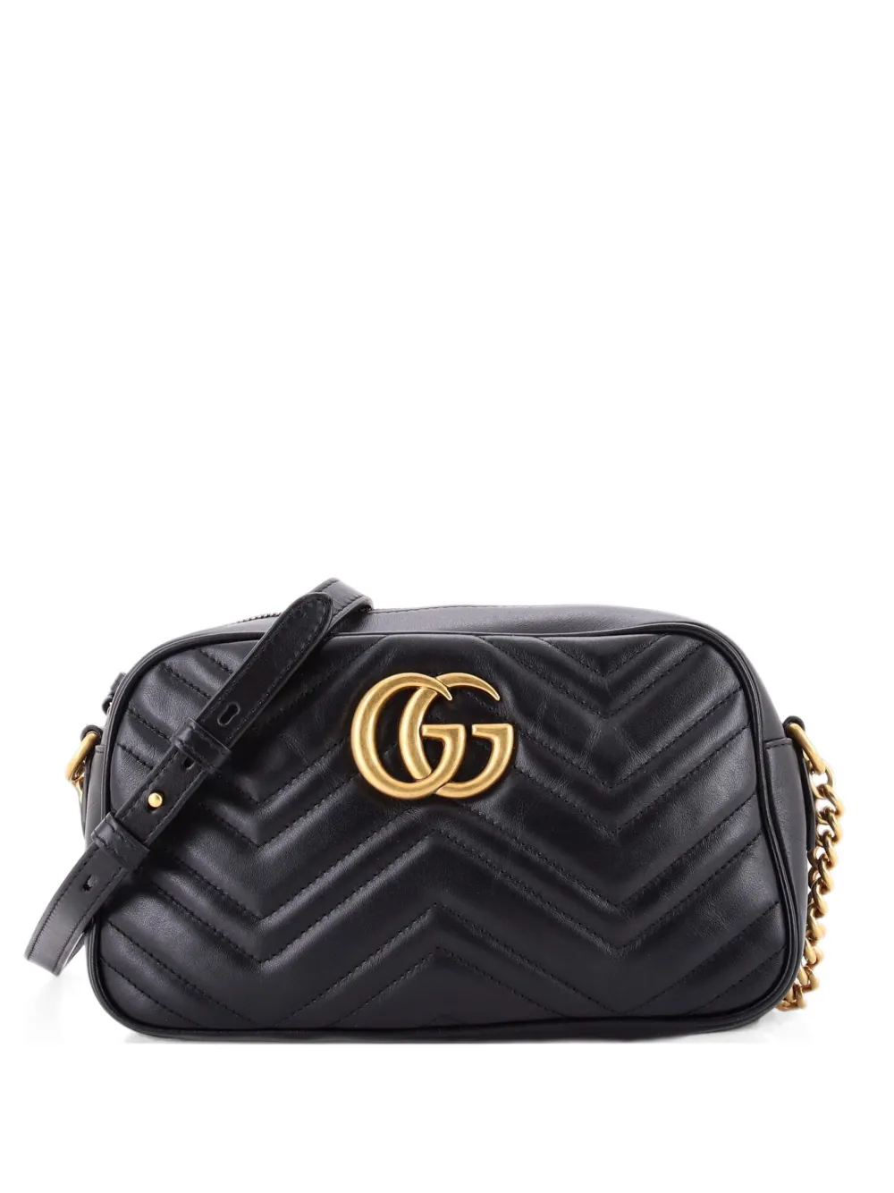 Gucci Pre-Owned Kleine GG Marmont Schultertasche aus Leder mit Matelassé-Effekt - Schwarz
