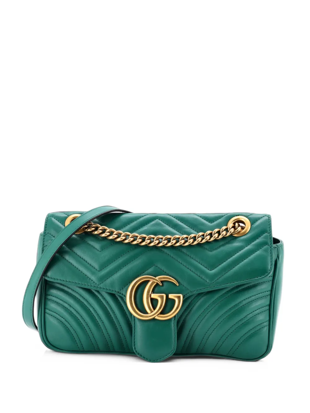 Gucci Pre-Owned GG Marmont Flap Bag Matelasse Leather Small crossbody bag - Green