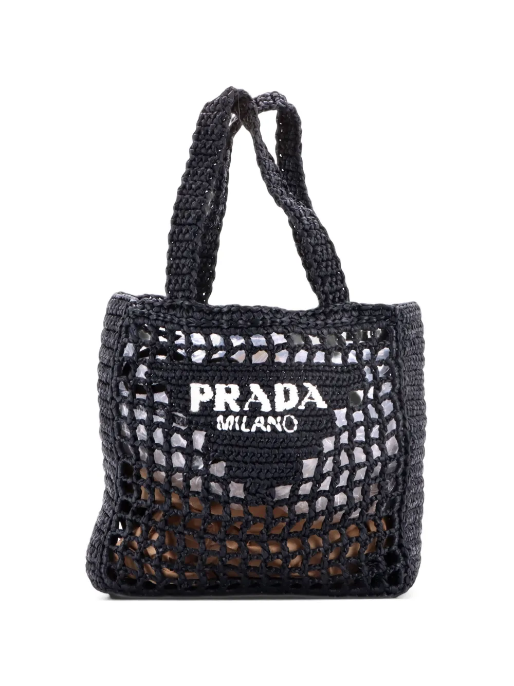 Prada Pre-Owned Triangle Logo Open Raffia Small tote bag - Nero