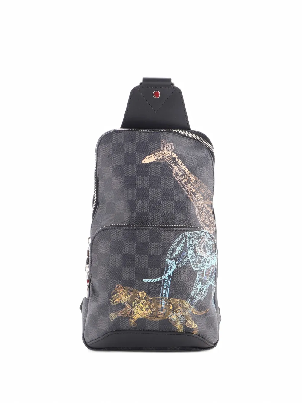 Louis Vuitton Pre-Owned Avenue Sling Bag Limited Edition Wild Animals Damier Graphite shoulder bag - Nero