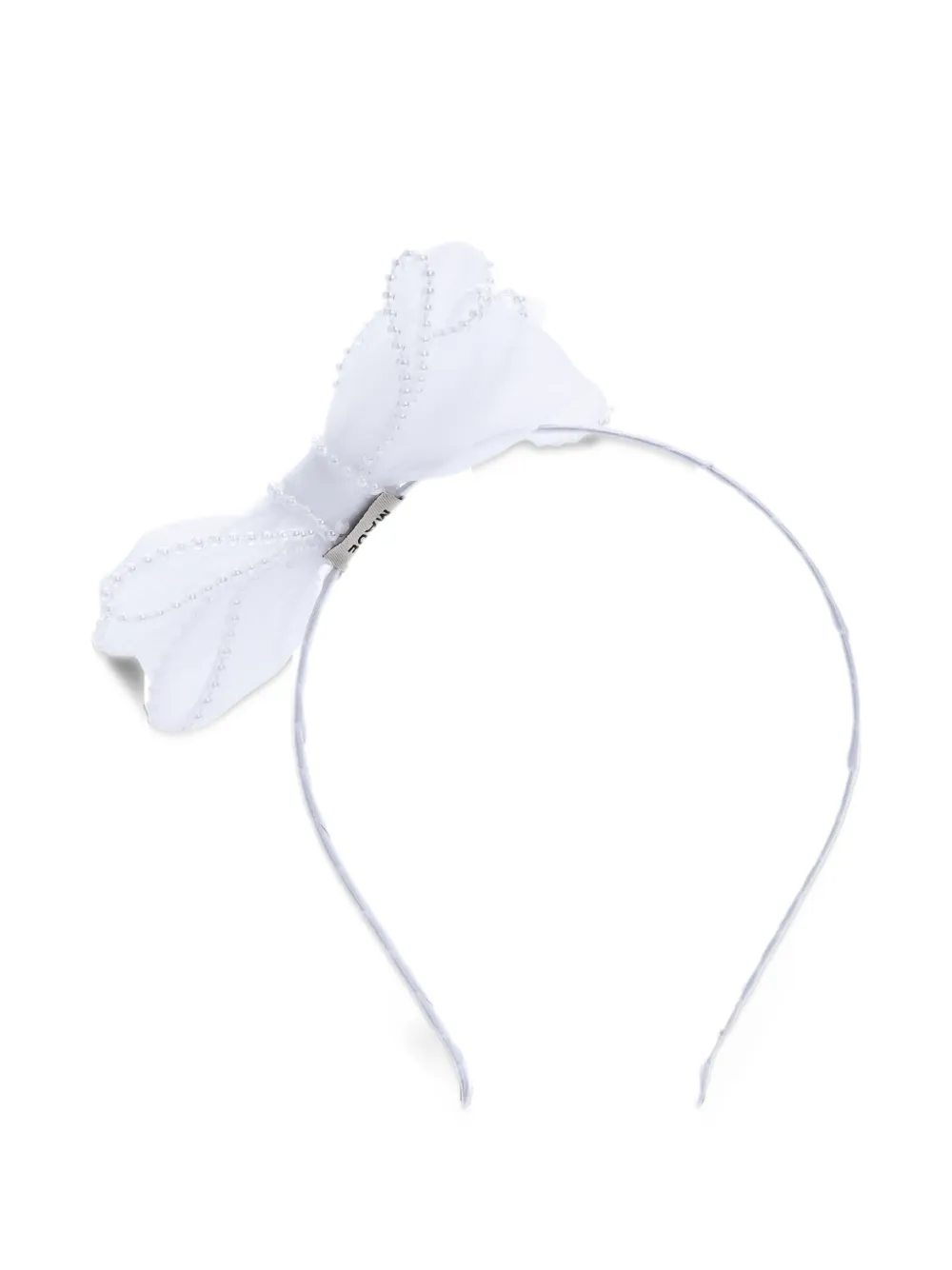 Tulleen pearl-embellished bow headband - White