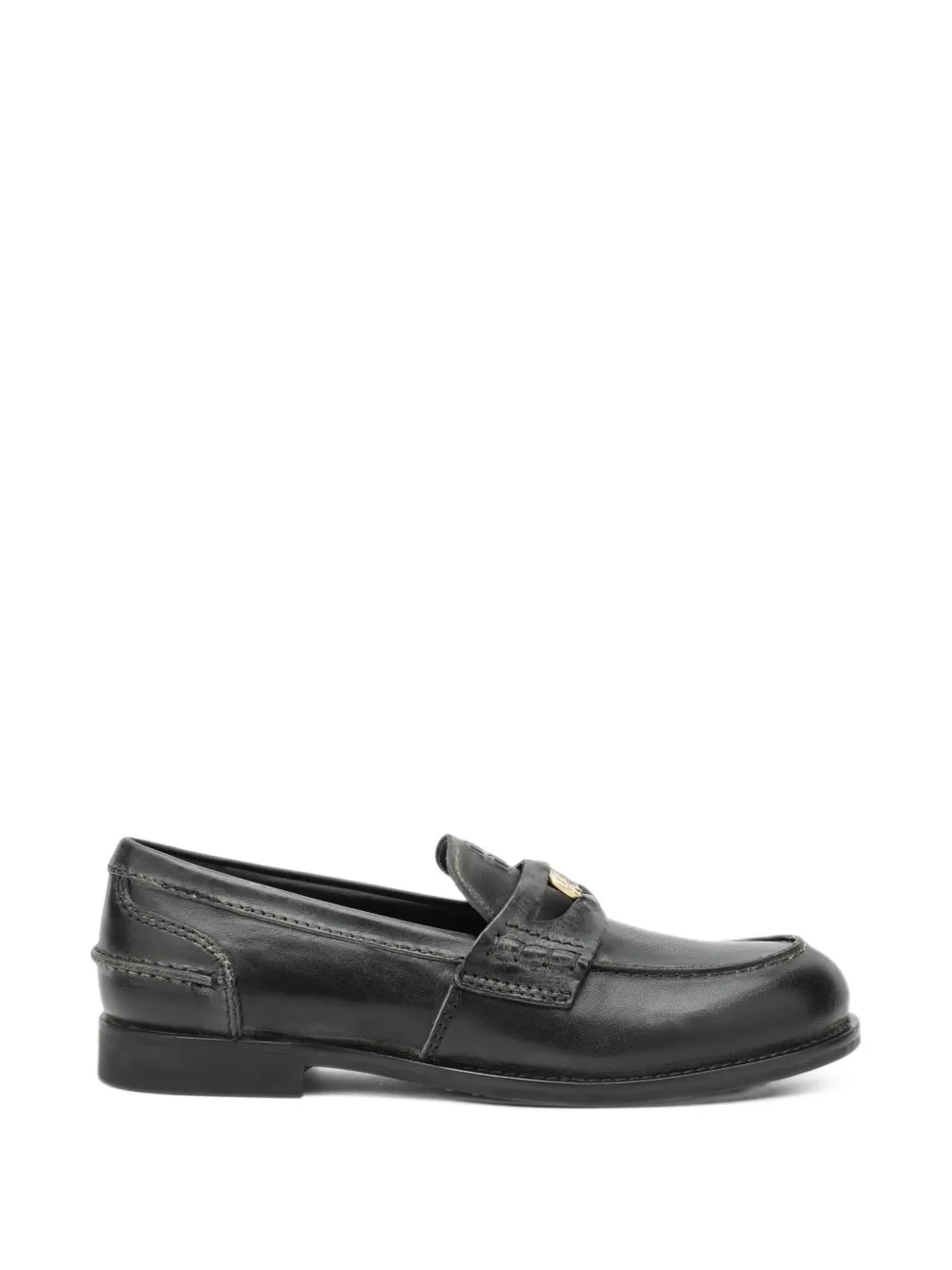 Miu Miu coin-embellished leather loafers - Schwarz
