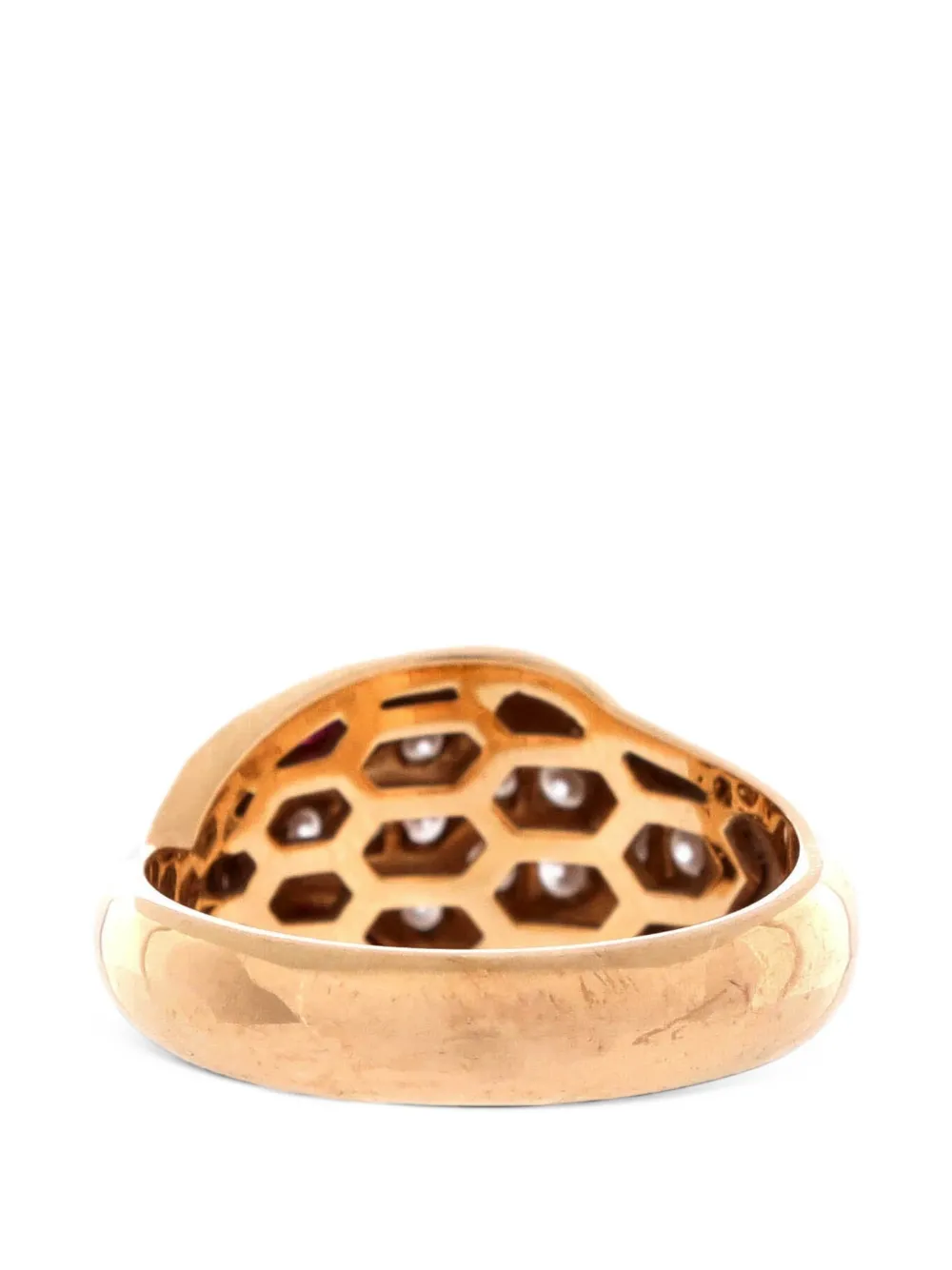 Bvlgari Pre-Owned Serpenti Seduttori 18K Rose Gold with Diamonds and Tourmaline Small ring - Rosa