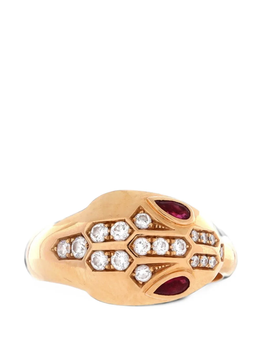 Bvlgari Pre-Owned Serpenti Seduttori 18K Rose Gold with Diamonds and Tourmaline Small ring - Rosa