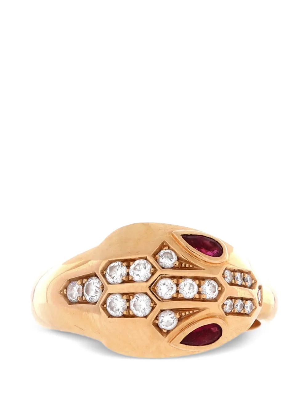 Bvlgari Pre-Owned Serpenti Seduttori 18K Rose Gold with Diamonds and Tourmaline Small ring - Rosa