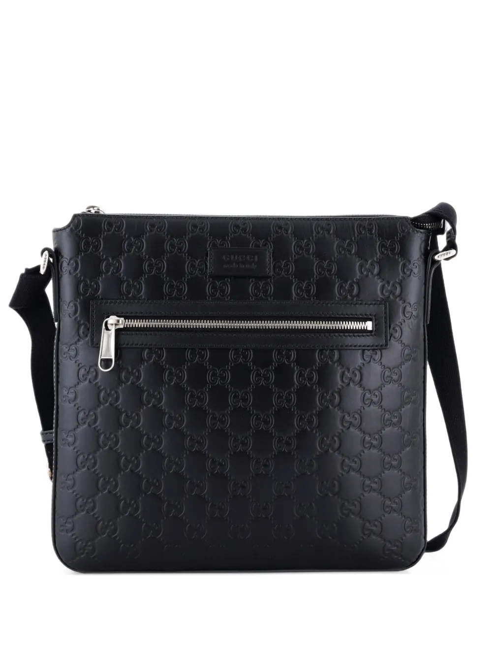 Gucci Pre-Owned Signature Zip Messenger Bag Guccissima Leather Medium crossbody bag - Black
