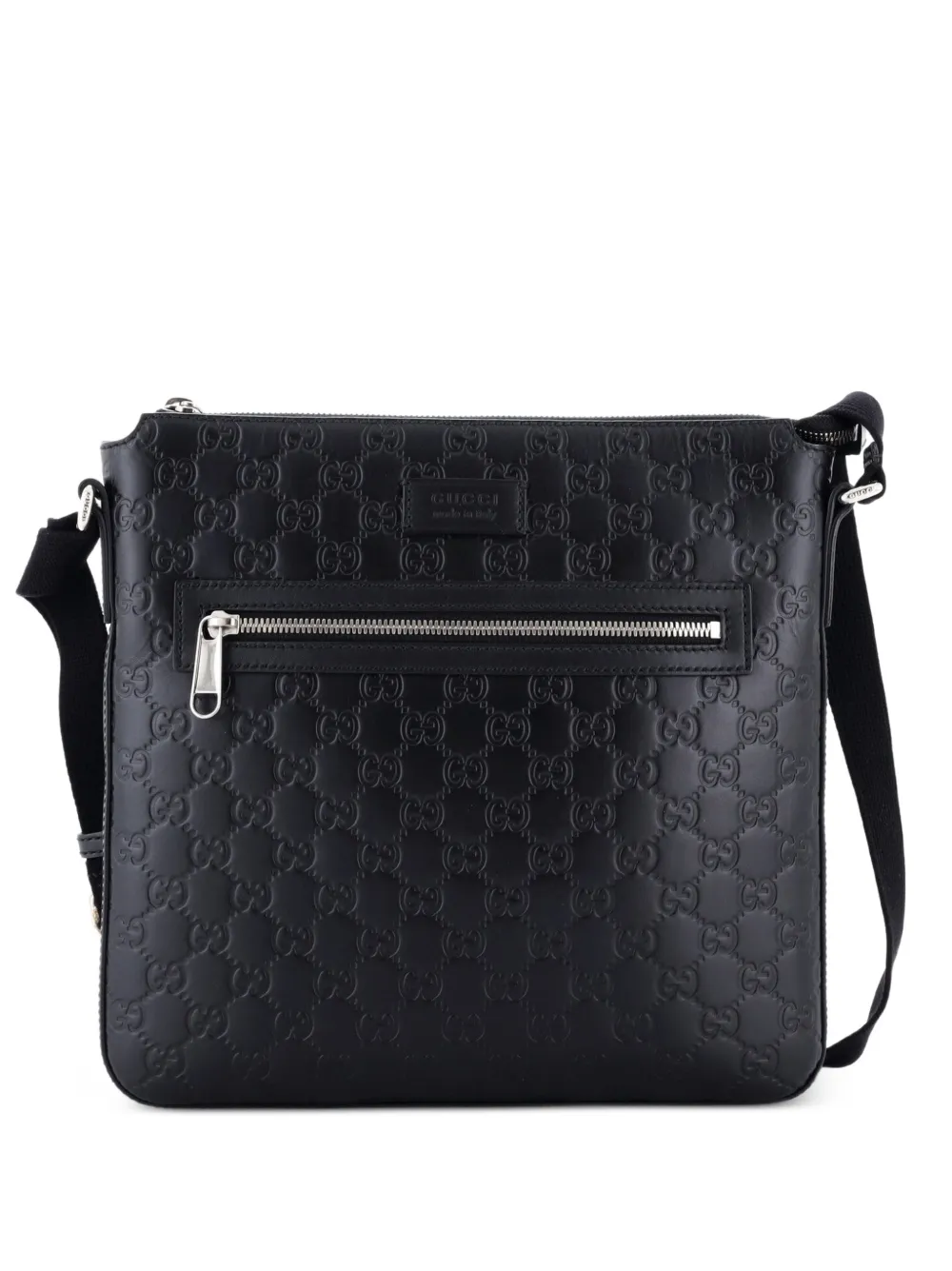 Gucci Pre-Owned Signature Zip Messenger Bag Guccissima Leather Medium crossbody bag - Black