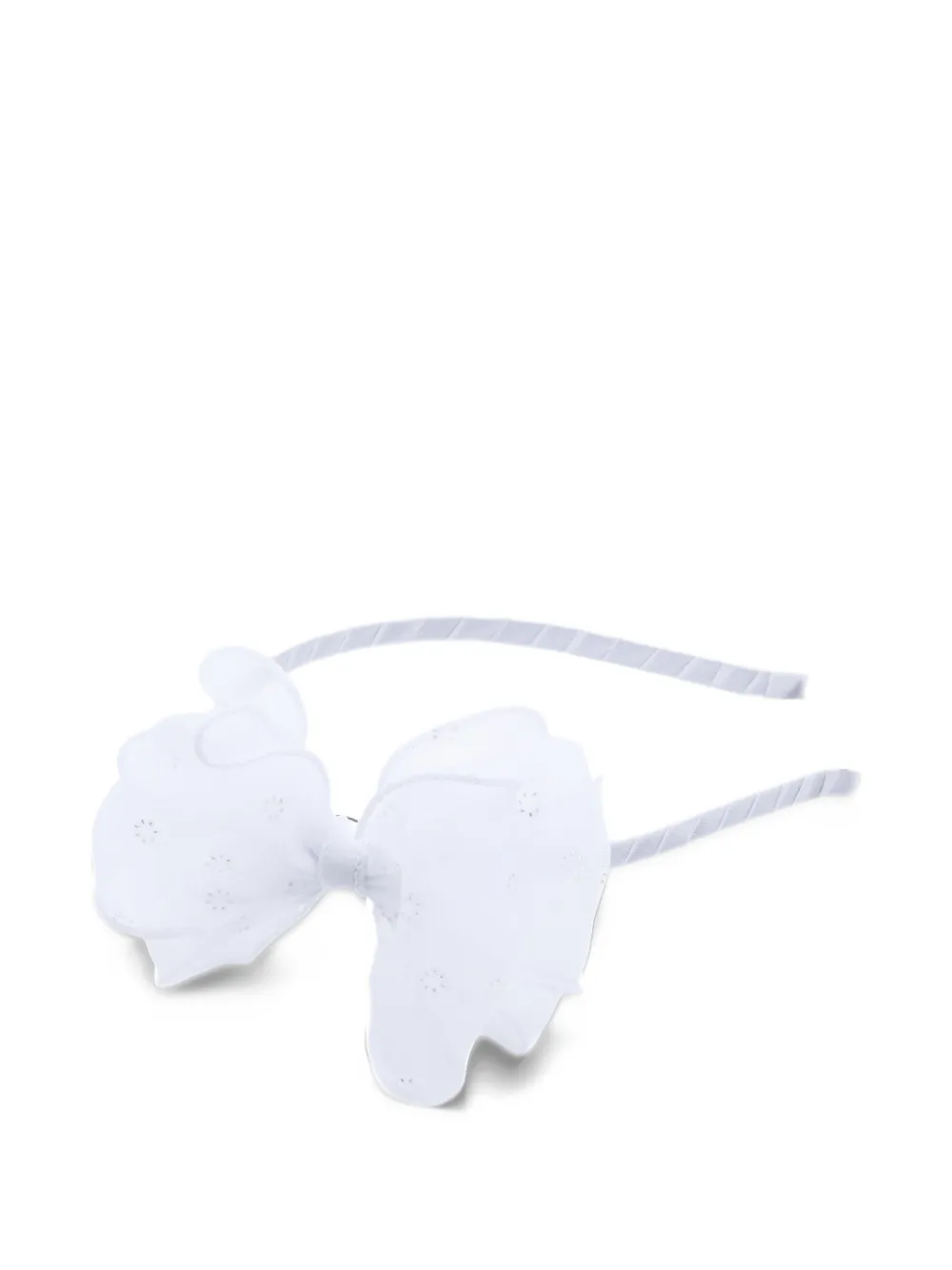 Tulleen embroidered bow headband - White