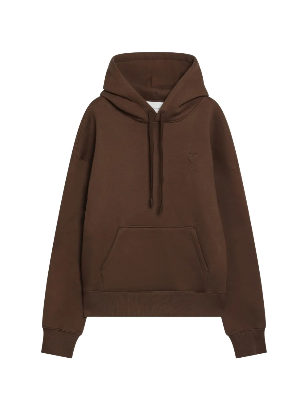 AMI Paris Brown cotton hoodie with embossed Ami de Coeur Bruin