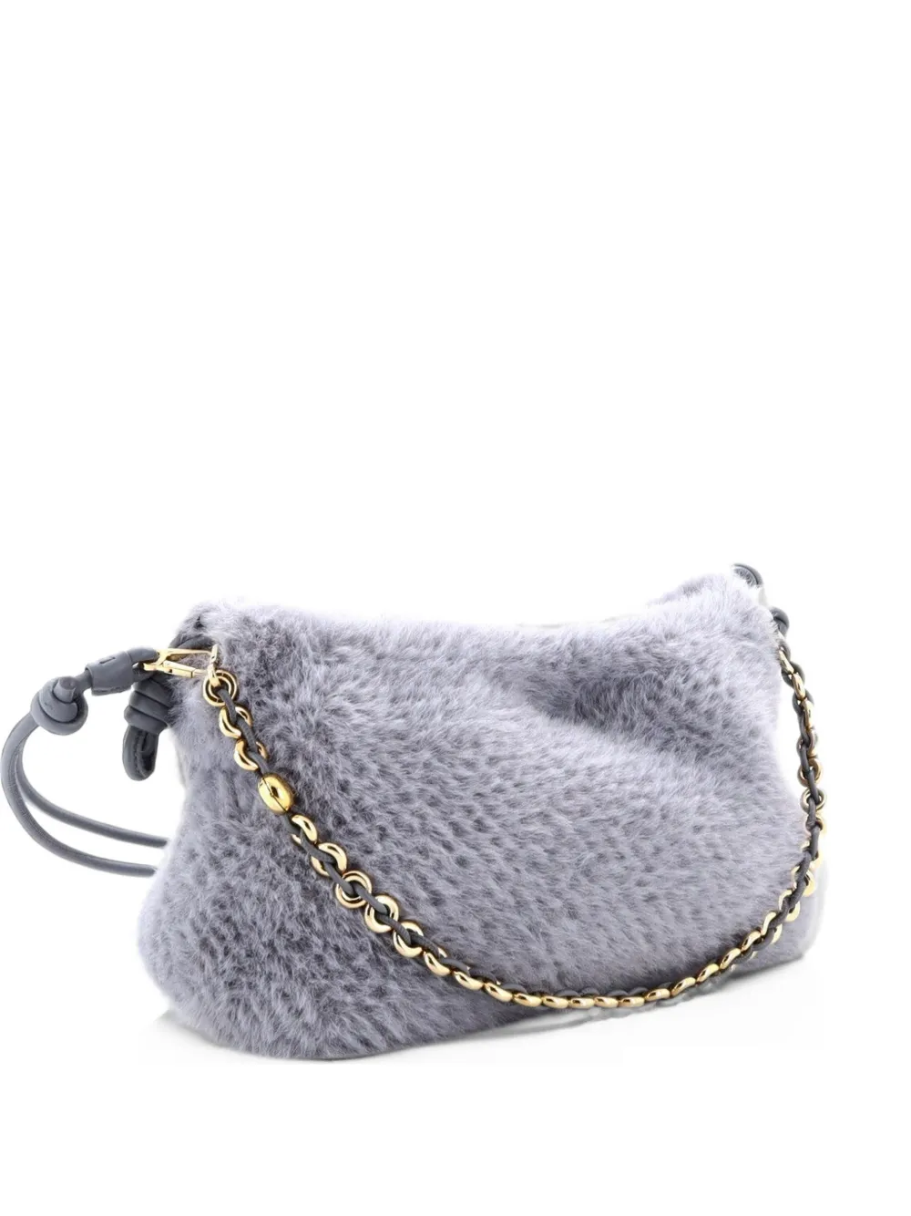 Loewe Pre-Owned Flamenco Knot Chain Purse Bag Faux Fur Medium shoulder bag in Grey