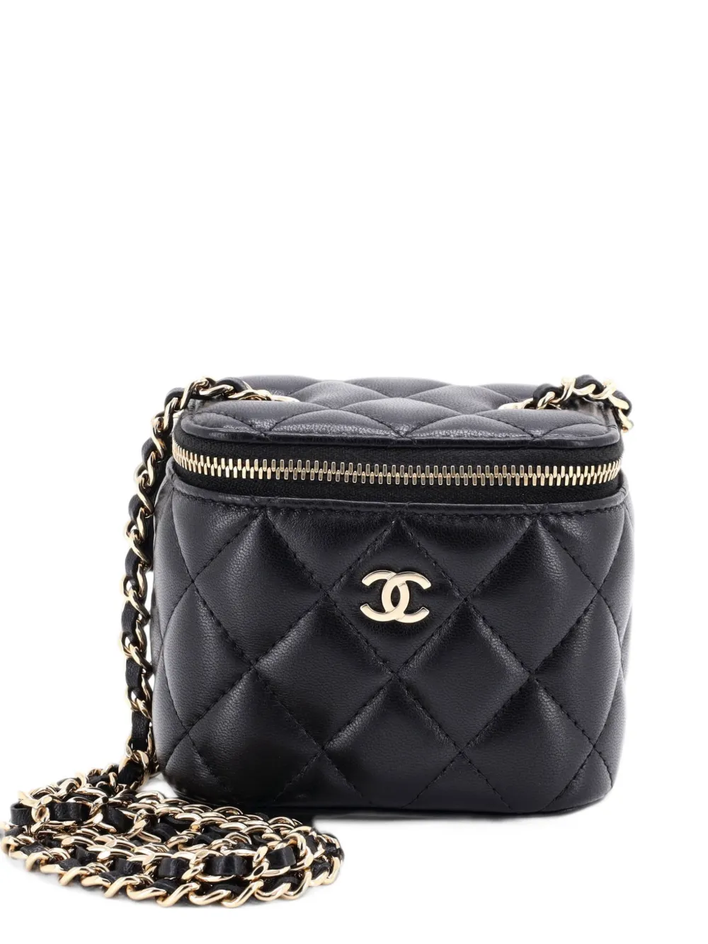 CHANEL Pre-Owned Classic Vanity Case with Chain Quilted Lambskin Mini crossbody bag - Schwarz