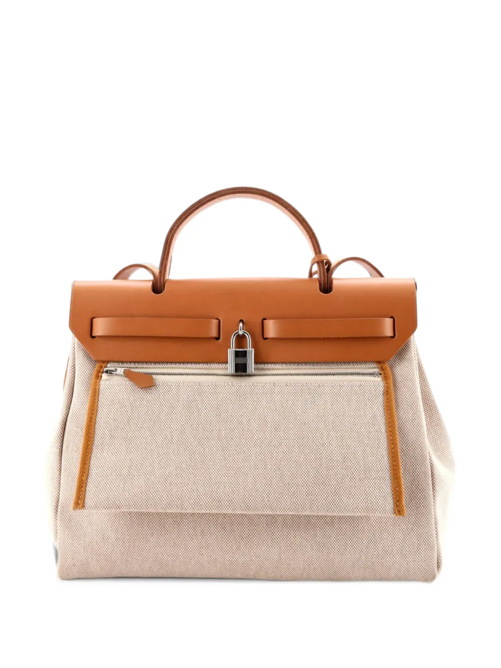 Hermès Pre-Owned Herbag Zip Relief Brides de Gala Toile and Leather 31 shoulder bag - Braun