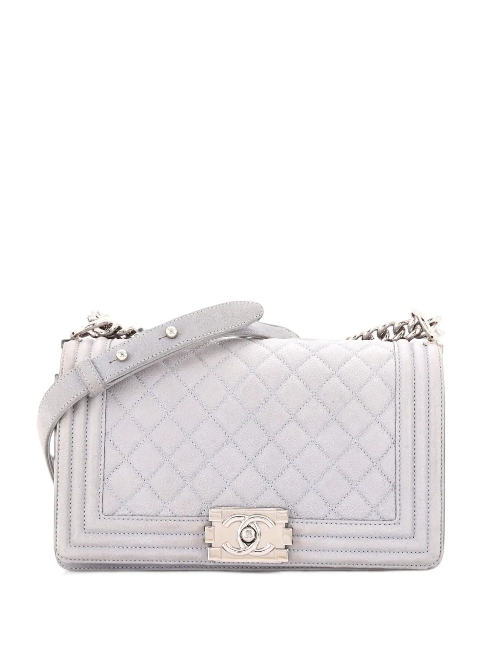 CHANEL Pre-Owned Mittelgroße Boy Flap Bag Quilted Caviar Umhängetasche - Grau