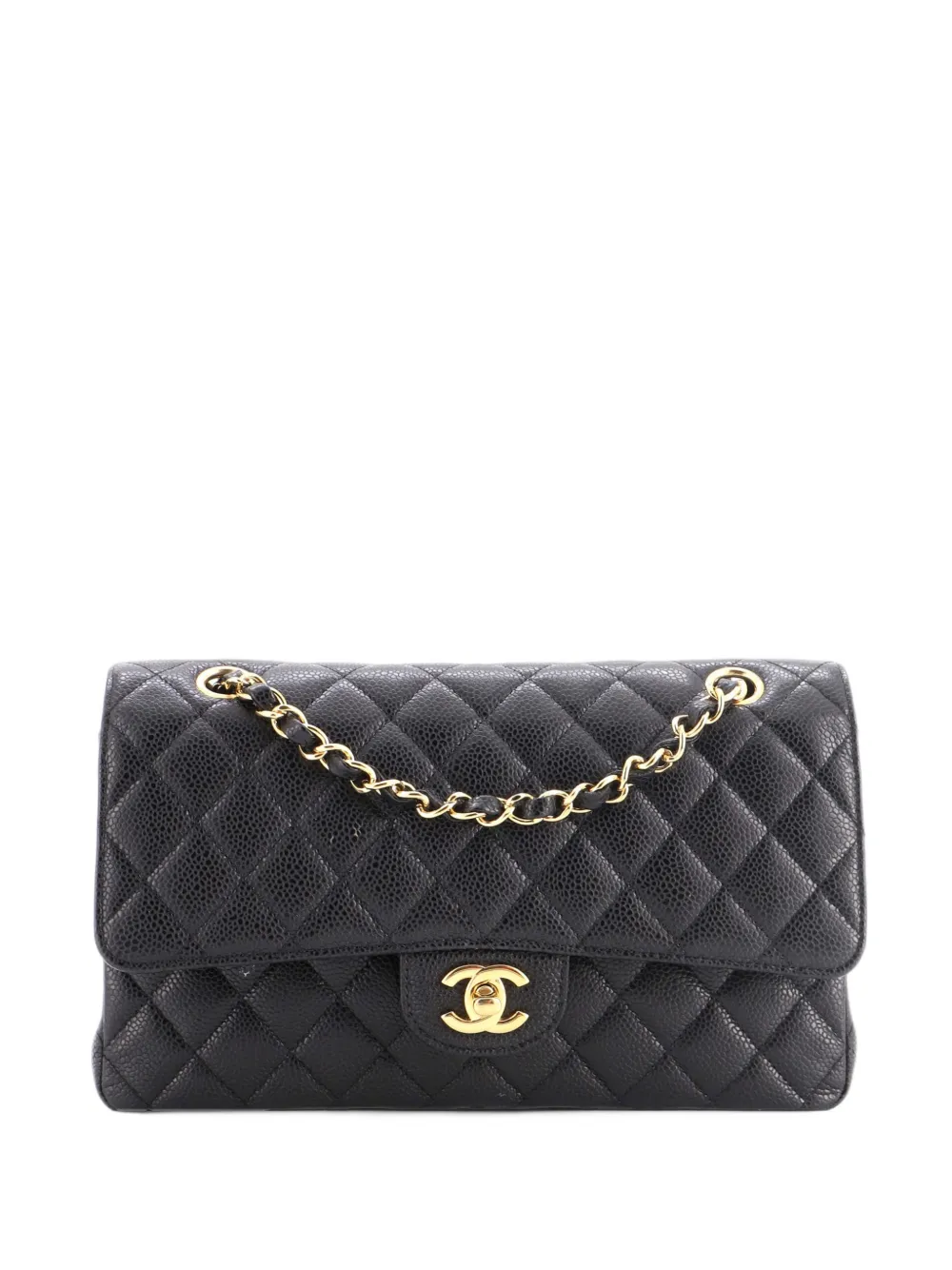 CHANEL Pre-Owned Classic Double Flap Bag Quilted Caviar Medium shoulder bag - Black
