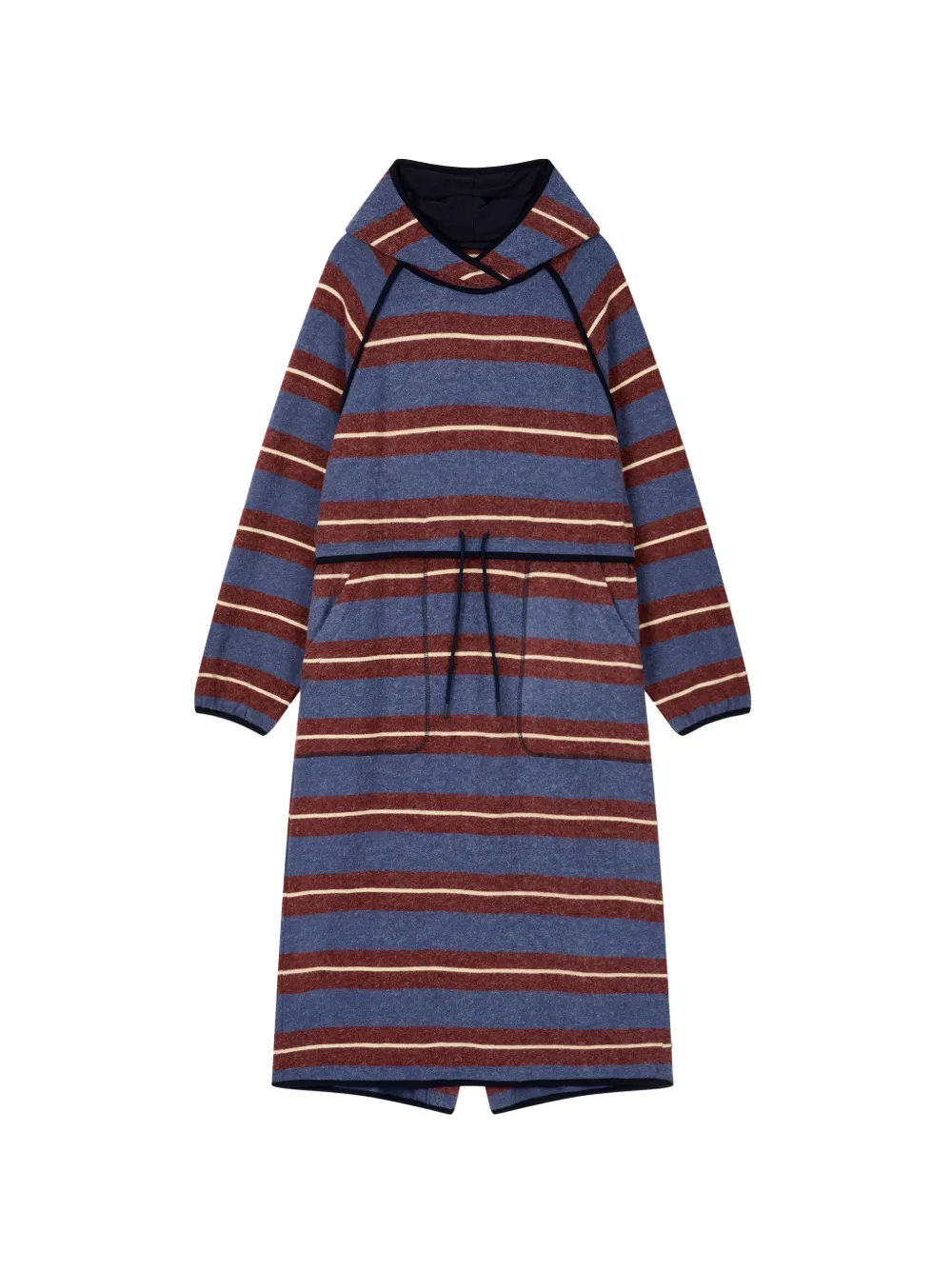 TOMBOY striped hooded maxi dress Blauw