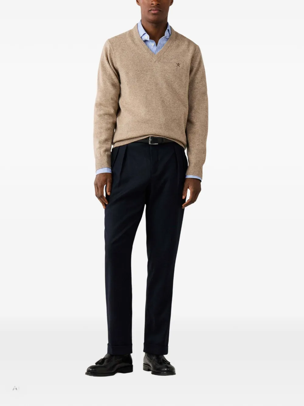 Hackett London V-neck lambswool sweater Beige