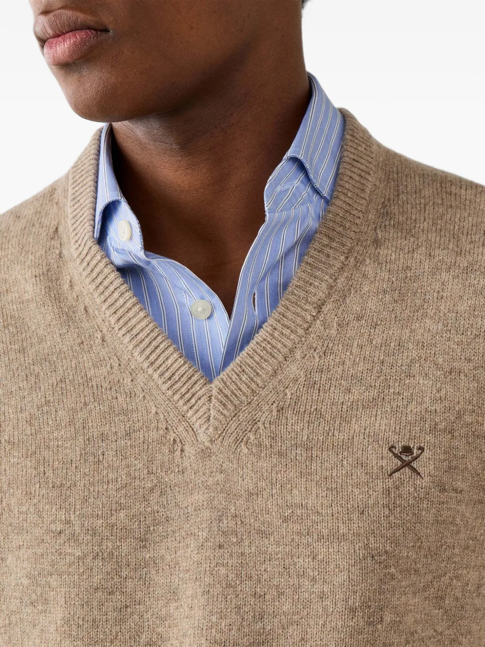 Hackett London V-neck lambswool sweater Beige