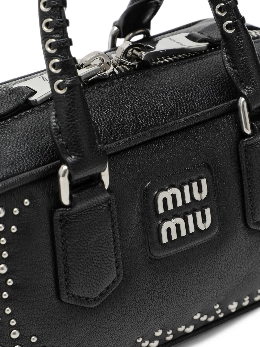 Miu Arcadie studded leather bag Zwart