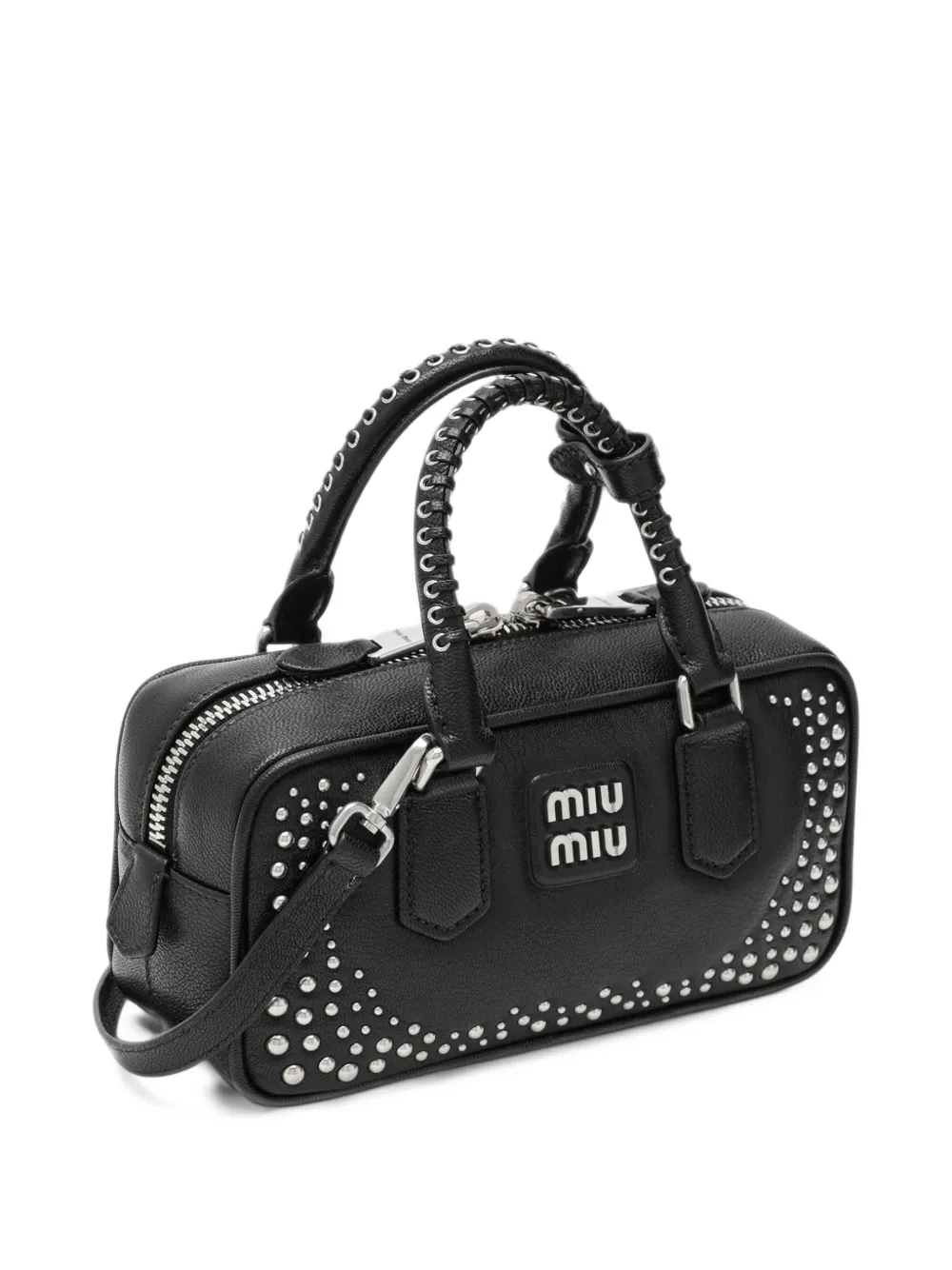 Miu Arcadie studded leather bag Zwart