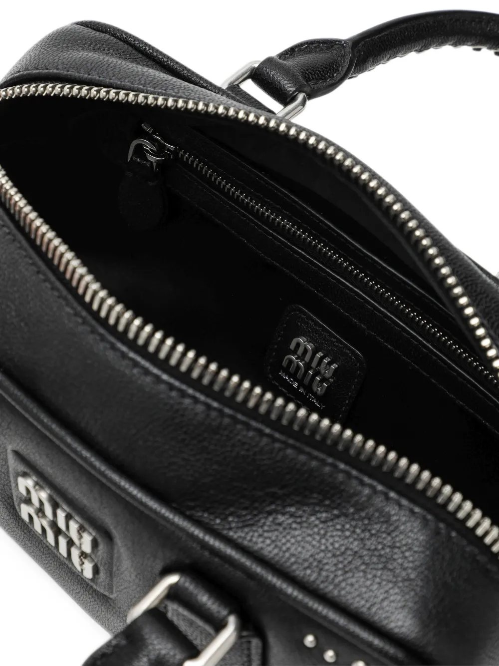 Miu Arcadie studded leather bag Zwart