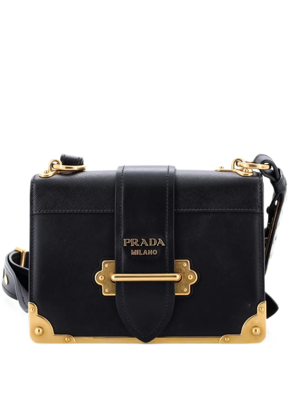 Prada Pre-Owned Cahier Leather and Saffiano Leather Small crossbody bag - Black
