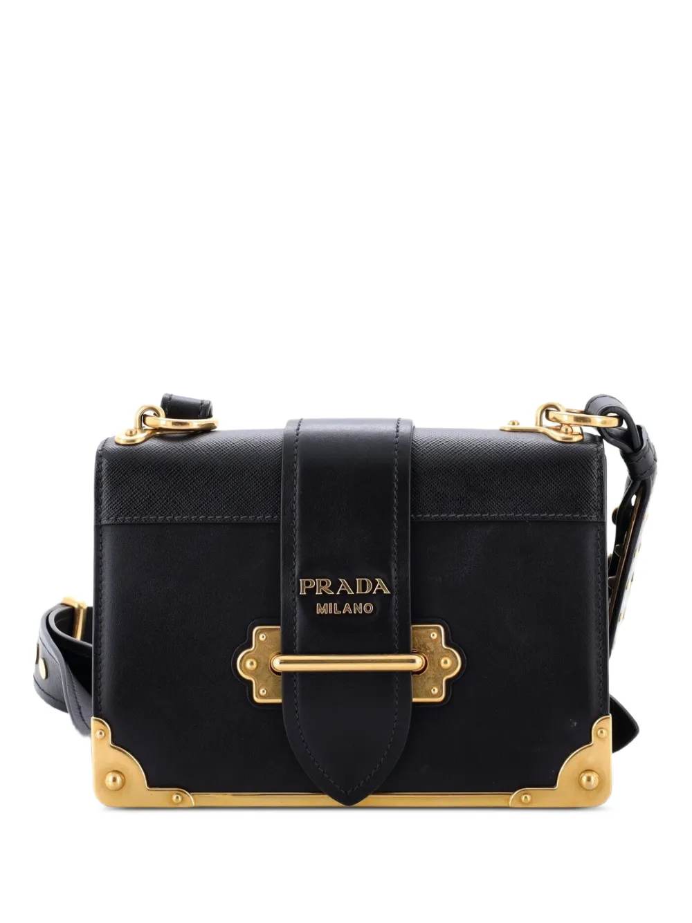 Prada Pre-Owned Cahier Leather and Saffiano Leather Small crossbody bag - Nero