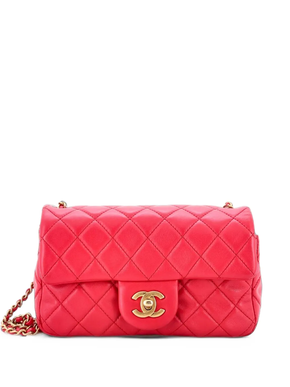 CHANEL Pre-Owned Pearl Crush Flap Bag Quilted Lambskin Mini crossbody bag - Pink