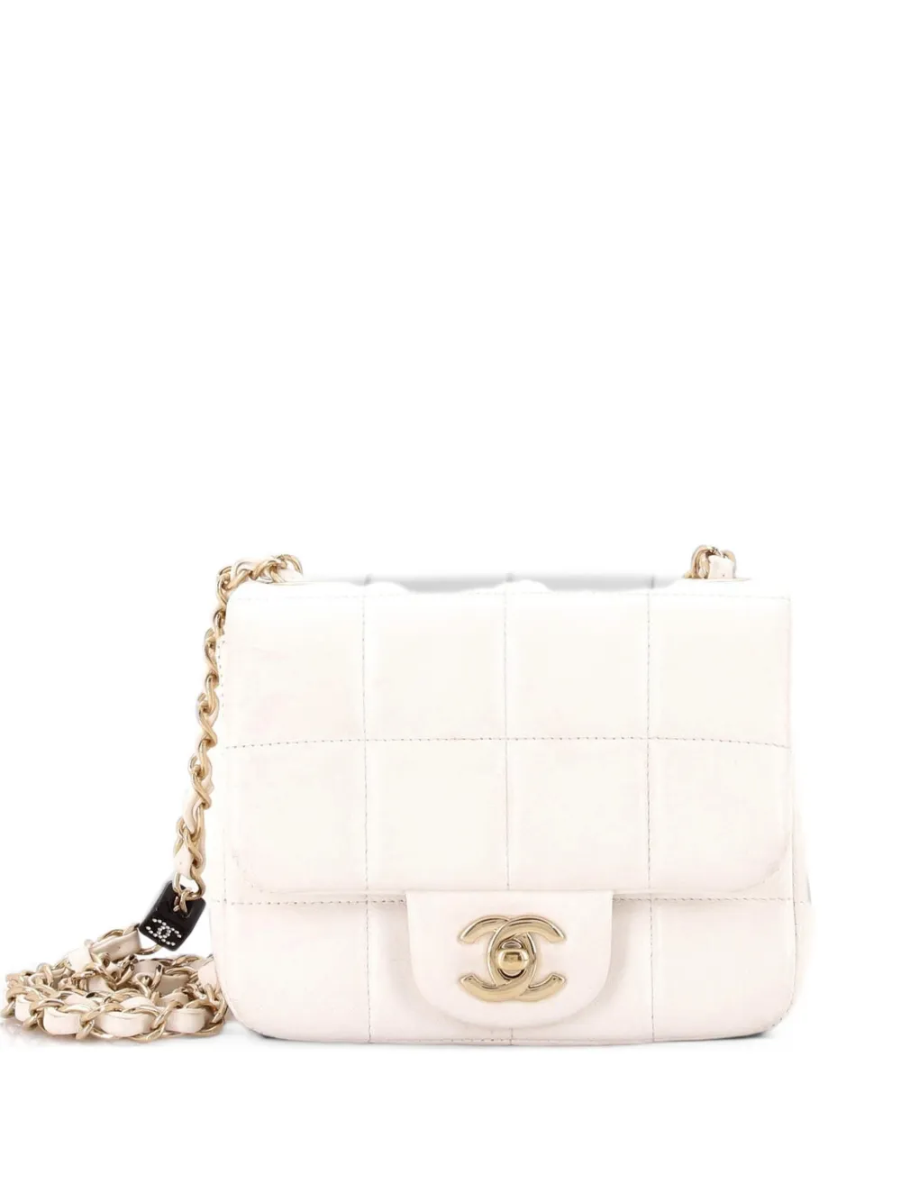 CHANEL Pre-Owned Monacoco Logo Blocks Square Flap Bag Quilted Lambskin with Resin Mini crossbody bag - White