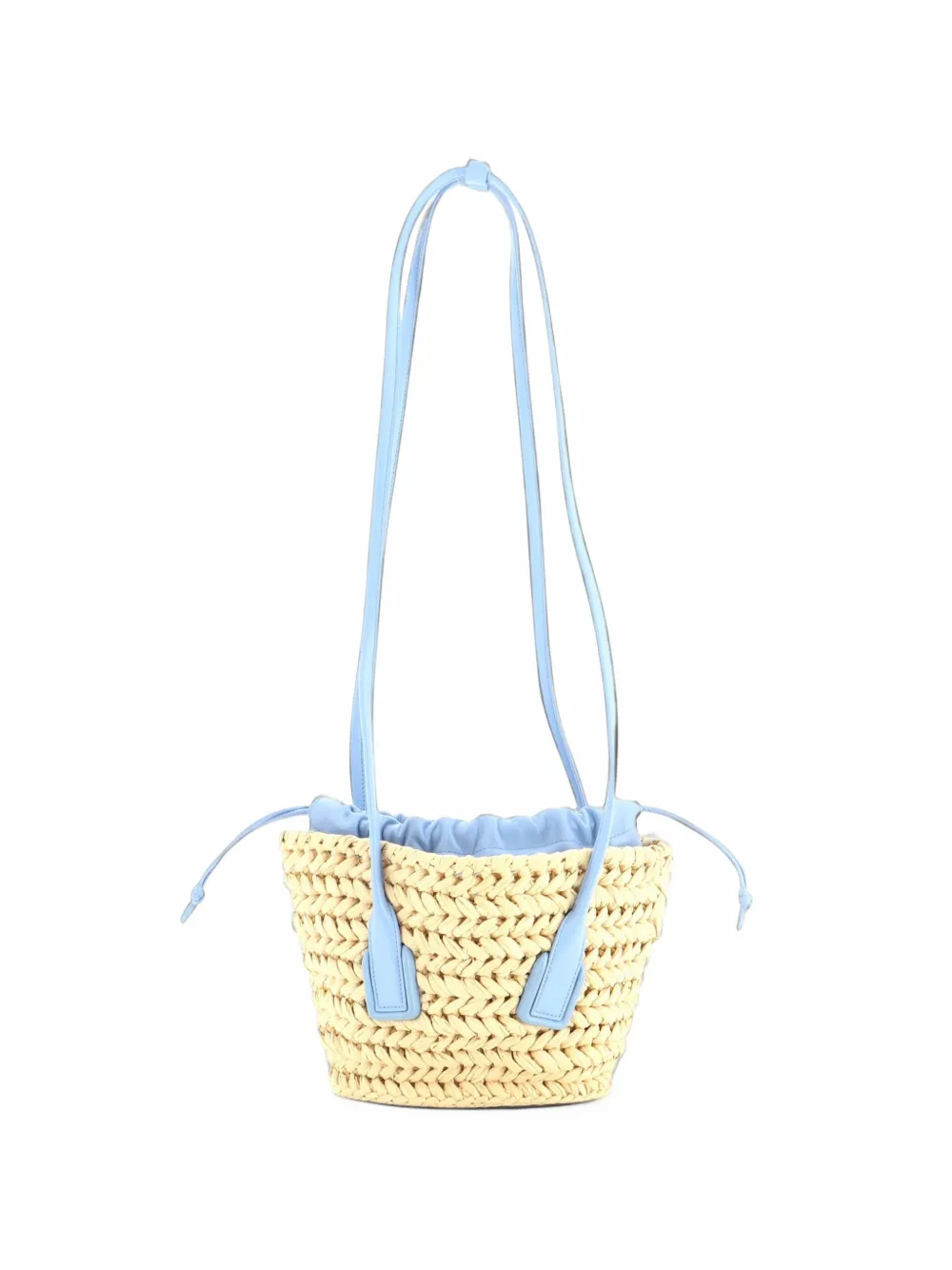 Bottega Veneta Pre-Owned Arco Basket Bag Raffia with Leather Small shoulder bag - Blau