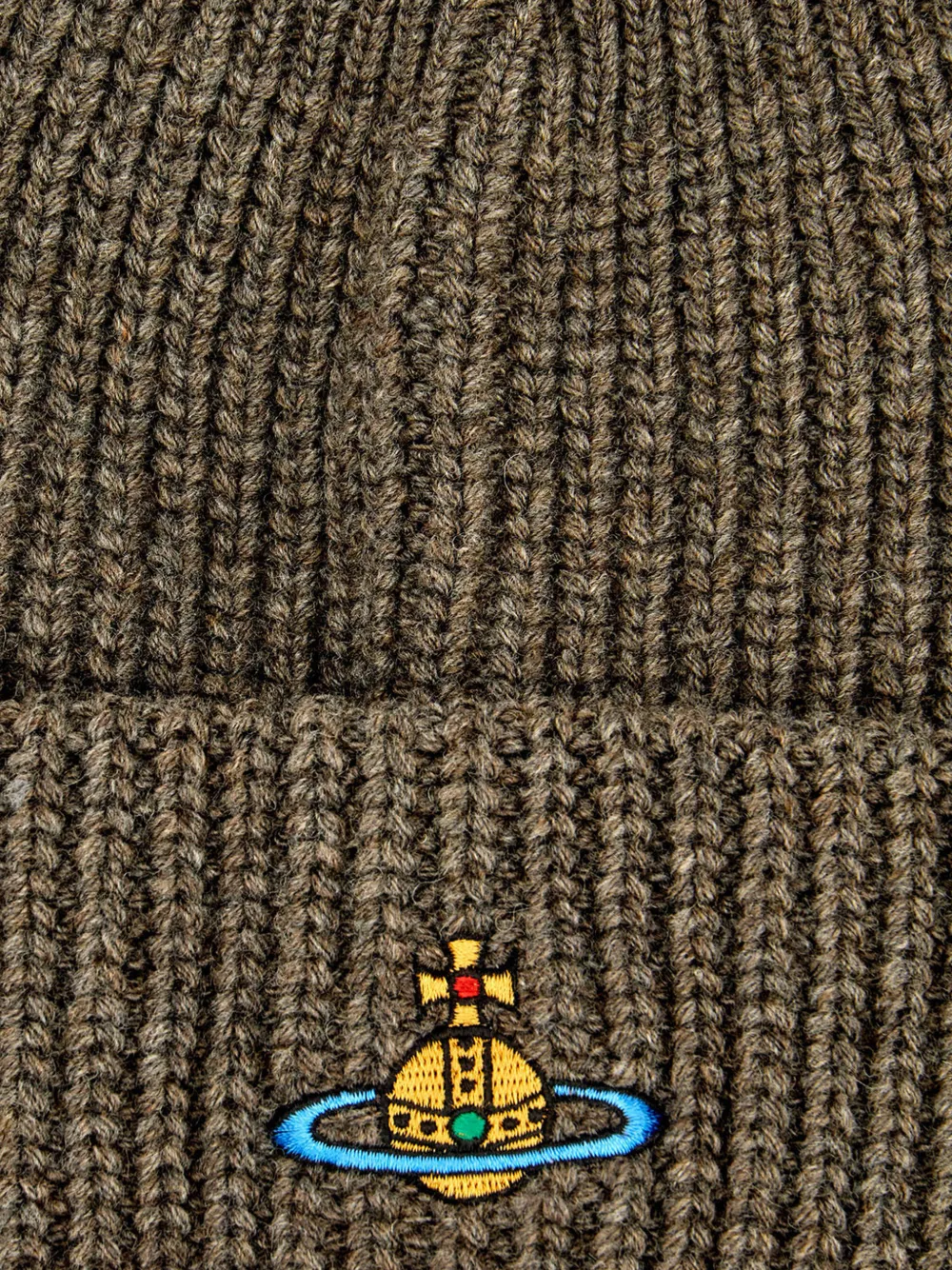 Vivienne Westwood Orb-embroidered ribbed beanie hat Bruin