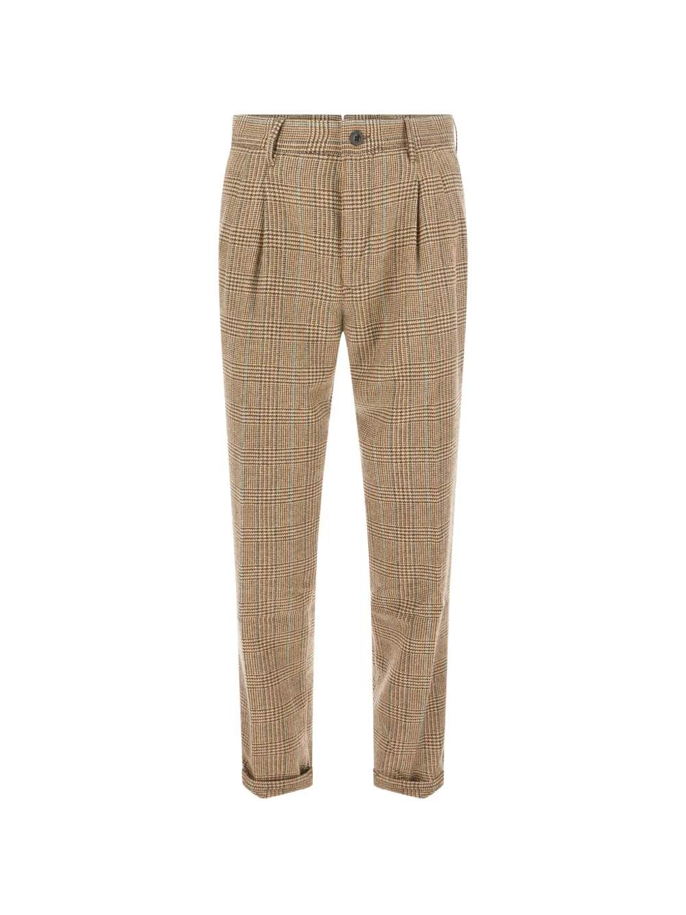 Incotex Prince of Wales check pleated trousers Bruin