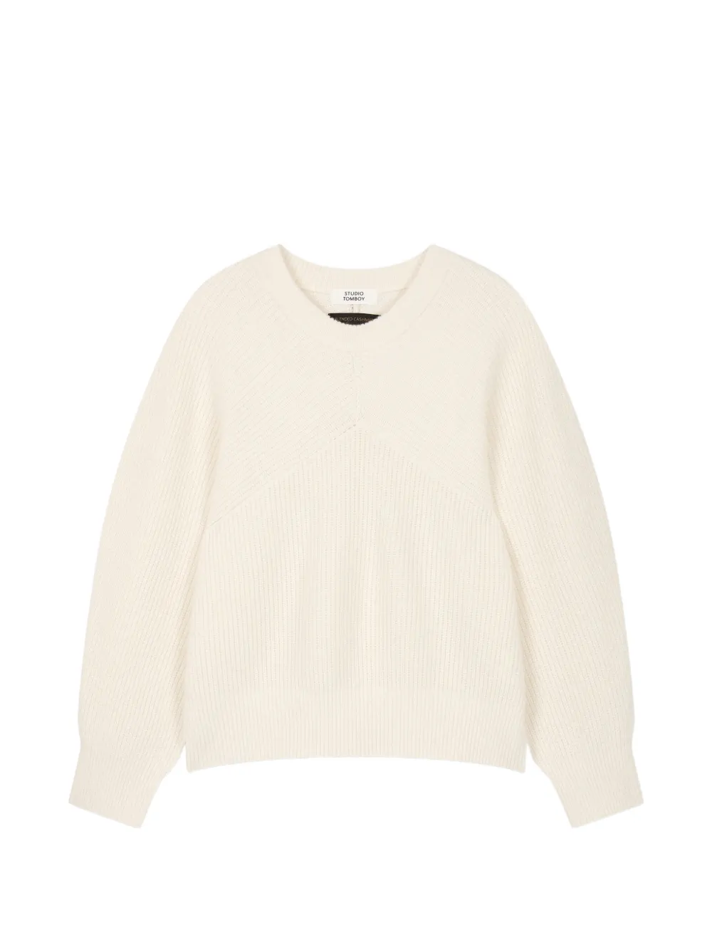 TOMBOY ribbed-knit cropped sweater Beige
