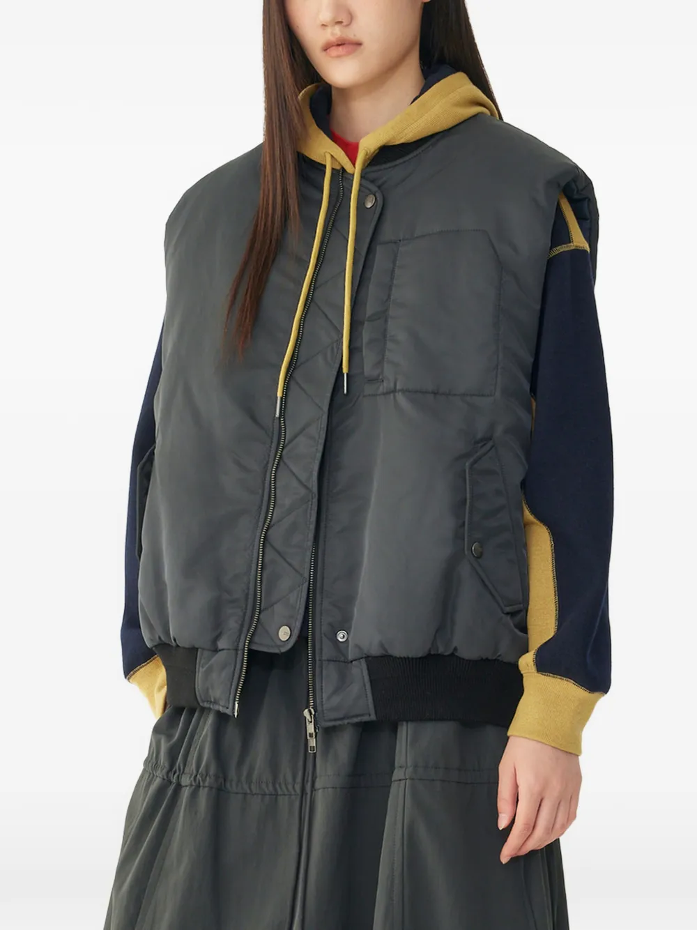 TOMBOY ribbed-trim padded gilet Grijs